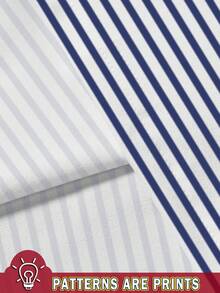 Manfinity RSRT Men's Fitted Striped Print Crew Neck Short Sleeve T-Shirt And White Drawstring Waist Shorts Casual Suit - Multicolor - View 4