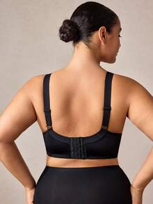 Veilyse Sujetador negro sin costuras de talla grande MIMILEMON, sujetador cómodo con tirantes anchos y minimalista que brinda soporte y elevación - Negro - Ver 3