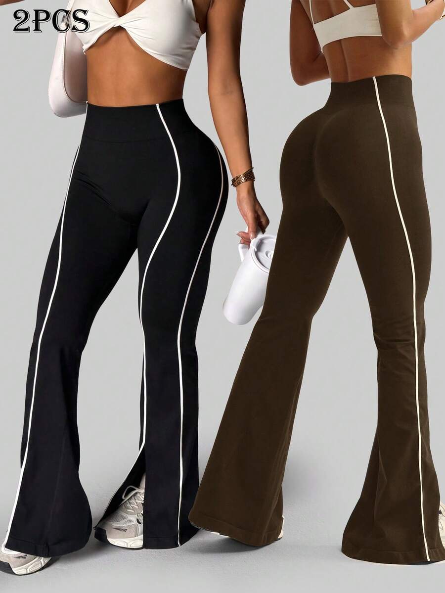 Velisys Velisys Women's Seamless Contrast Color Sports Pants - Multicolor - View 1