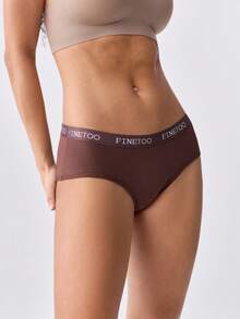 Loungeista 5pcs Women Plain Color & Letter Print Elastic Band Comfortable Simplistic Bikini Briefs - Multicolor - View 4