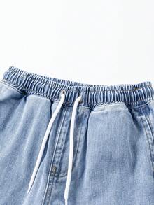 加大码男童休闲牛仔套装，新款时尚简约百搭夏季工作服水洗浅蓝色牛仔套装 - 淺色水洗藍 - 查看 8
