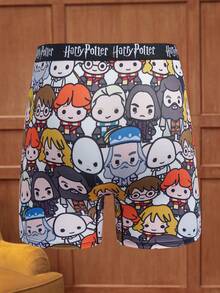 HARRY POTTER X SHEIN Cartoon Character All-Over Print Men's Boxer Briefs, Trunks - Black - View 2