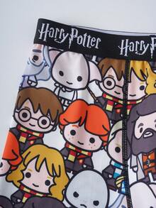 HARRY POTTER X SHEIN Cartoon Character All-Over Print Men's Boxer Briefs, Trunks - Black - View 3