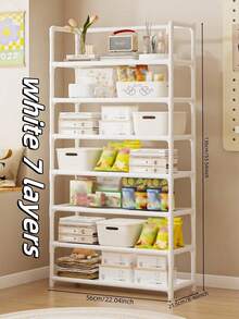 1 pieza Estantería de almacenamiento multifuncional, organizador de piso para cocina, baño, dormitorio, sala de estar, gran capacidad de almacenamiento de varios niveles, organizador de desorden para dormitorio, balcón, fácil instalación y alta resistencia - Multicolor - Ver 10