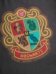 HARRY POTTER X SHEIN 少女圆领短袖上衣和裤子睡衣套装 - 酒紅色 - 查看 4