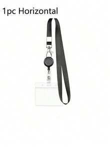 1/2/3/5pcs Retractable ID Card Badge Holder- Waterproof PVC Card Sleeve With Lanyard, For Teachers/Office Workers Back To School - Black - View 22