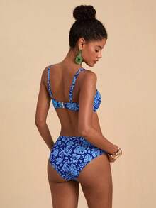 Travachic Women's All-Over Print Spaghetti Strap Bikini Set - Blue - View 2