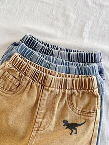SHEIN Vintaside Kids 3pcs/Set Baby Boys' Elastic Waist Decorative Drawstring Casual All-Match Loose Denim Shorts - Multicolor - View 6