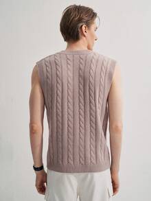 Claim Dot Áo vest nam cổ chữ V dệt kim kiểu dáng thường ngày - Màu tím hoa cà - Xem 2