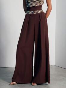 Hauture Women's Sexy Casual Office Plaid Waist Wide Leg Pants, Daily Commute, Old Money, Sophisticated Pants For Work, Brunch, Baby Showers, Weddings - Multicolor - View 4