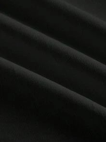 SHEIN MOD 大尺碼女款針織提花黑白條紋紋理斜肩上衣，黑白條紋，羅紋，腰部抓皺，側袖抓皺，休閒，夏季T恤，女款夏季襯衫 - 黑色 - 查看 6