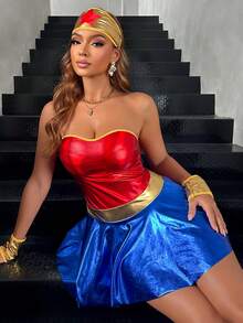 Fantasy Costume Fantasy Costume 女士抹胸拼接角色扮演服装连衣裙 - 彩色 - 查看 4
