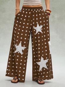 Bohemela Pantalones anchos de pierna ancha casuales de mujer con parches tejidos - Multicolor - Ver 4