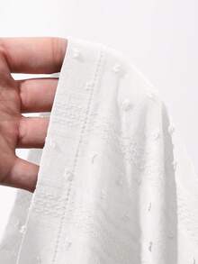 DAZY Áo nữ màu trơn, chất liệu jacquard, dáng ngắn, xếp ly, trễ vai, thích hợp cho kỳ nghỉ hè. - trắng - Xem 8