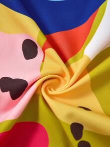 Rusticease Vestido de cuello redondo con estampado colorido de talla grande - Multicolor - Ver 6