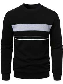 Manfinity Homme Jersey de cuello redondo casual con contraste de color para uso diario, primavera/otoño para hombres - Multicolor - Ver 4