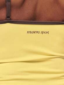 Musera Sport 撞色双肩带运动吊带背心，适合运动健身、普拉提、日常休闲穿着，水蓝色 - Butter Yellow - 查看 6