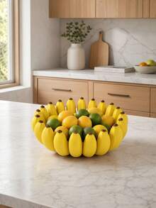 Zazumi 1PC/2PCS 3D Printed Resin Fruit Bowl, Banana Shaped Decorative Storage Tray, Yellow Novelty Fruit Basket For Kitchen Countertop, Home Dining Table Centerpiece, Unique Kitchen Decor Gift, Cute Aesthetic Holder For Snacks & Fruits - Multicolor - View 2