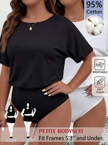 SHEIN PETITE CURVE 大尺碼女款休閒連身衣，黑白配色，秋季，簡約休閒，日常，優雅小巧連身衣適用於日常、派對、婚禮、度假，Y2K風格 - 黑與白 - 查看 1