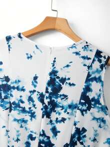 GlowEve CURVE Plus Size Women's Floral Print Off-Shoulder Elegant Flapper 1920s Vacation Dress Wedding Evening Guest Formal Tea Party Blue And White Summer - Blue and White - View 7