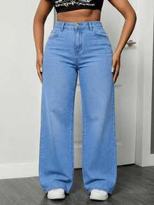 Plus Size Jeans For Women Wide Leg Cut - Blue - View 1