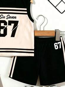 4Y-7Y Boys' Vest Set, Casual Contrast Color Vest & Shorts 2pcs Outfit, Suitable For School, Spring, Summer, Autumn - Multicolor - View 4