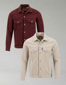 SET OF 2 BASIC DENIM JACKETS WINE/BEIGE INDICUM MEN - 彩色 - 查看 1