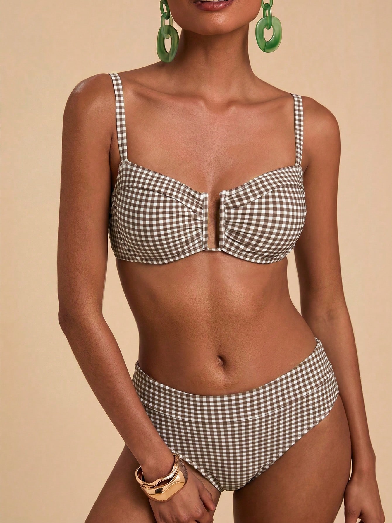 Travachic Women'S Summer Beach Plaid Sexy Bikini Set