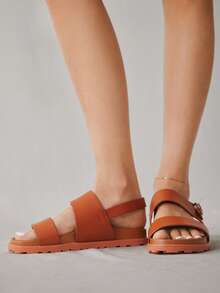 HighSole 全新夏季时尚百搭女士平底凉鞋 - 棕色 - 查看 3