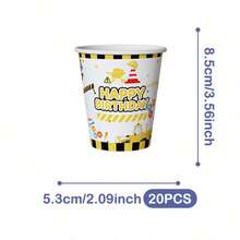 Excavator Happy Birthday Disposable Plates, Napkins And Cups Set, Serves 20 Guests. This Disposable Party Set (Including Plates, Napkins And Cups) Is Perfect For Birthday Parties, Weddings And Family Picnics. - View 8