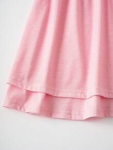 HARRY POTTER X SHEIN 2pcs/Set Cute Style Tween Girl T-Shirt Set, Round Neck Short Sleeve Fitted Comfortable Top Paired With Double-Layer Skirt, Collaboration T-Shirt Set - Pink - View 8