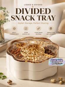 Household Partitioned Dry Fruit Tray With Lid, Nut, Candy, Snack Storage Box For Living Room, Wedding & Party Celebration,Candy Box Dry Fruit Container With Lid For Living Room 5 Compartments Snacks Organiser For Household Use - Multicolor - View 1