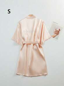 SHEIN 1PC Wedding Bridal Bridal Tinted Robe Silk Robe Wedding Makeup Advanced Dressing Gown Suitable For Hotels, Wedding Parties, Protective Party Wear - Champagne bridesmaids - View 11