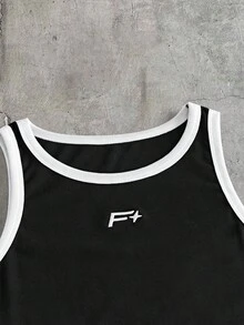 AXEPEAK Men's Contrast Trim Crew Neck Sleeveless Casual Versatile Tank Top, Summer - Black - View 4