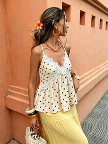 Flora Isola Flora Isola 女士休闲度假沙滩蕾丝边波点印花吊带背心，春夏款 - 彩色 - 查看 3
