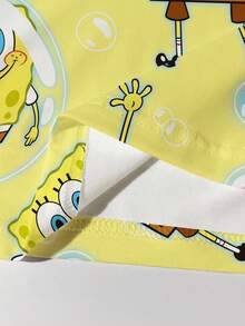 SpongeBob SquarePants | SHEIN Áo thun nữ cổ tròn tay ngắn in hình hoạt hình dễ thương, kiểu dáng ôm vừa vặn. - trắng - Xem 7