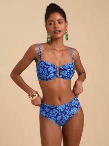 Travachic Women's All-Over Print Spaghetti Strap Bikini Set - Blue - View 4
