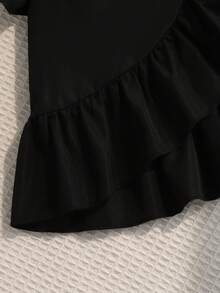 Set de 2 piezas Conjunto de verano para niñas con parte superior sin mangas con volantes en la espalda y pantalones con estampado de mariposas, casual y versátil, adecuado para vacaciones, salidas, compras, ir y venir - Negro - Ver 5