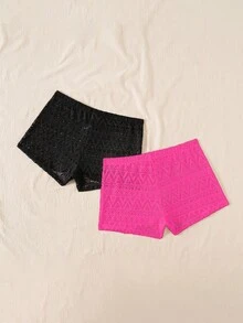 Swim Basics 女士黑白两件式蕾丝三角裤 - 彩色 - 查看 2