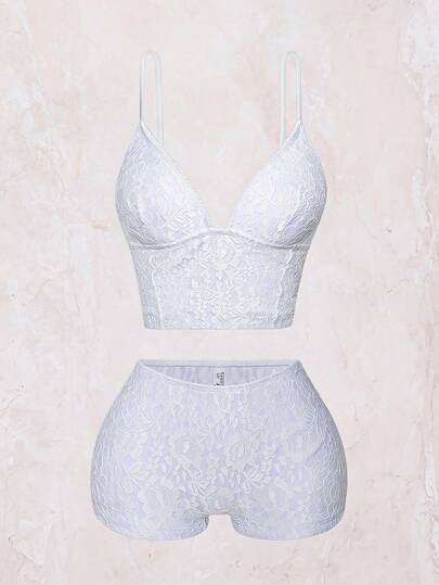 ROMWE Kawaii Bộ đồ bơi nữ phong cách Bohemian, áo hai dây ren trắng, quần short xếp tầng bèo nhún, thắt eo dây đen, phong cách Boho cho kỳ nghỉ bãi biển tiệc hồ bơi quyến rũ, mùa xuân lễ Phục sinh