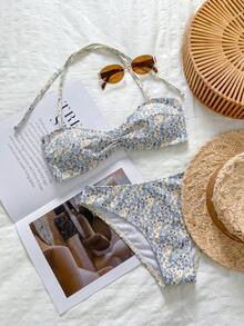 Swim Mod Set Pakaian Renang Wanita untuk Liburan Pantai, Motif Bunga yang Lucu, Manis, Retro, Kasual, dan Cocok untuk Liburan. - MultiWarna - View 5