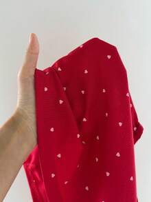 ZzzCrew Women's Knitted Heart Print Camisole And Shorts Pajama Set, Sexy And Suitable For All Seasons - Red - View 7