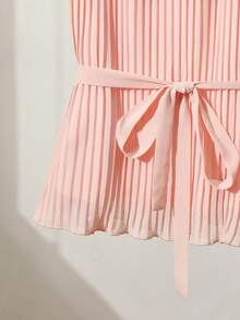 Franclia Women's Pink Ruffle Hem Cinched Waist Blouse - Pink - View 3