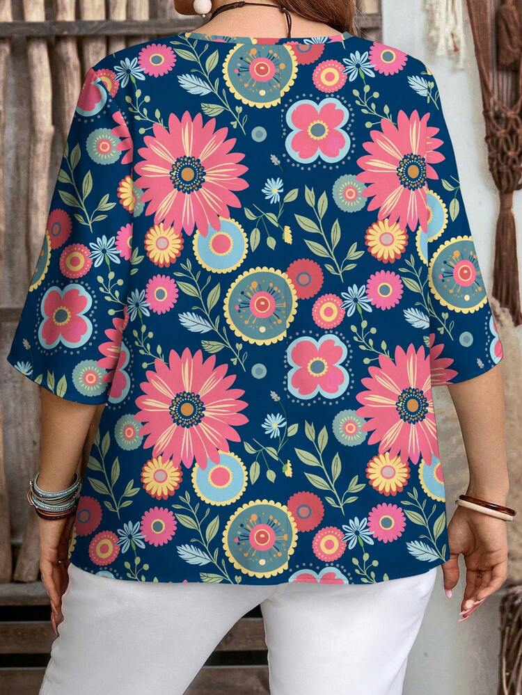 Plus Size Casual Minimalist Shirt, Suitable For Summer Casual Blouse For Women  Country Style For Women Beach Outfit For Women  Summer Outfits For Women Summer Top