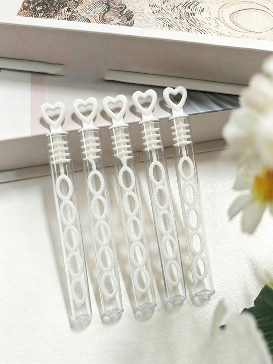MINKOJA Heart-Shaped Porous Mini Bubble Wand, Wedding Love Bubble Wand, Party Gift, Suitable For Weddings, Parties And Celebrations (Bubble Solution Not Included) - White heart - View 1