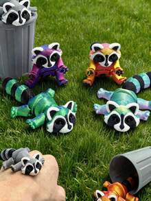 POKOJA LAND A Printed Little Raccoon Toys, Stress Toys, Sensory Toys, Squishy Toys, Toys For Boys And Girls, Sturdy Plastic Ornaments For Desks And Home, Perfect Gift For Christmas And Halloween Presents. - Multicolor - View 2