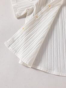 SHEIN Casuvi Kids 男童夏季椰子树字母印花翻领衬衫（带口袋）搭配纯色休闲短裤套装（2件套），适合外出、度假及各种场合。 - 黃色 - 查看 6