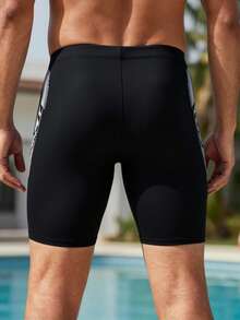 Manfinity KASUA Men's Polka Dot & Letter Print Contrast Color Casual Knee-Length Swim Trunks, Holiday - Black - View 3