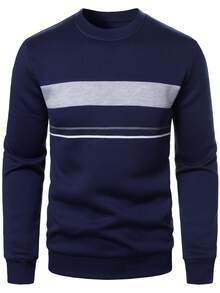 Manfinity Homme Fashionable Sweatshirt, Ideal Gift, Essential For Outings, Casual Pullover Pullover Sweatshirt - Multicolor - View 5