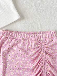 Emery Rose Kids Emery Rose Kids 2件組少女針織素色吊帶上衣與碎花休閒裙套裝 - 彩色 - 查看 5